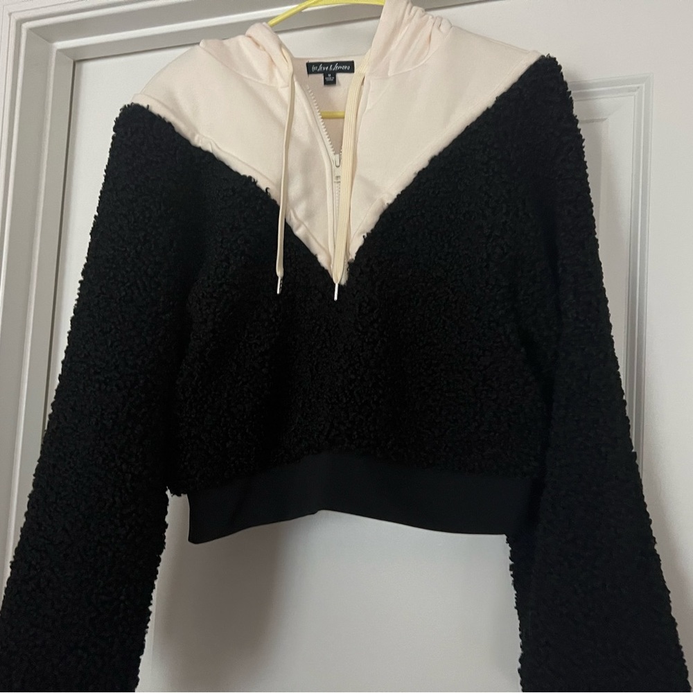 For Love &Lemons Cropped Hooded Sherpa
